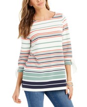 Charter Club Striped Tie-Sleeve Top Large New W Tag - £30.68 GBP
