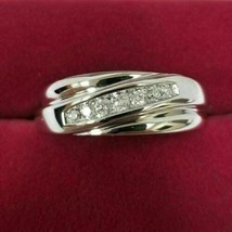 Uomo 1Ct Diamanti Finti Matrimonio Anello Fidanzamento 14K Placcato Oro Bianco - £105.13 GBP