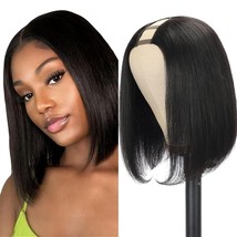 Wig female black short straight hair U-shaped stretch half head wig piece - €29,72 EUR