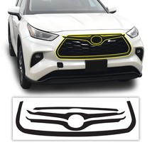 Fit Toyota Highlander 20-23 Front Grille Chrome Delete Cover Decal Blackout Trim - £47.36 GBP