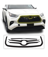 Fit Toyota Highlander 20-23 Front Grille Chrome Delete Cover Decal Black... - £47.77 GBP