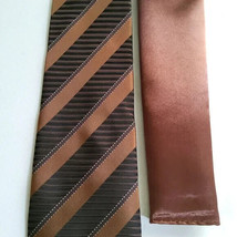 New KaiLong Mens Hand Made Silk NeckTie Brown Solid silk handkerchief - £25.57 GBP