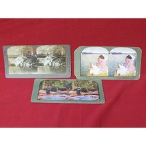 Lot of 3 Vintage Antique 1800&#39;s Stereo Cards - Fishing Related #8 - £19.51 GBP