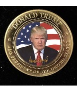 TRUMP PHOTO CHALLENGE COIN (2) GOLD PRESIDENT WHITE HOUSE EAGLE ENAMEL G... - $20.70