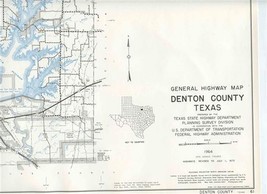 Denton County Texas General Highway Map 1972 State Highway Department - £19.53 GBP