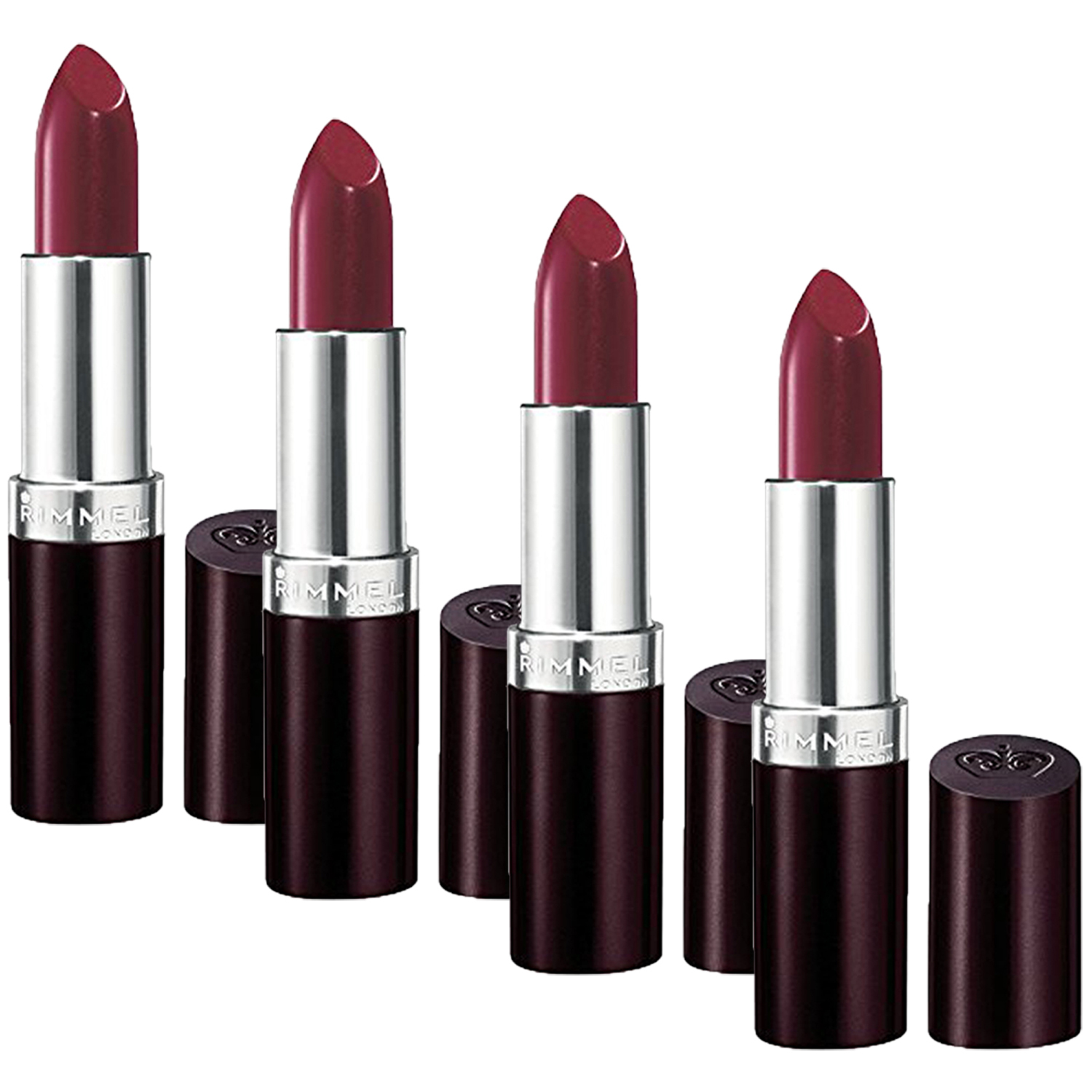 Primary image for Pack of (4) New Rimmel Lasting Finish Lipstick 124 Bordeaux, 0.14 Ounces