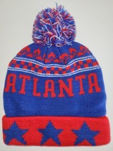 Vintage Atlanta Georgia One Size Beanie Fleece PomPom Double Layer Knit Ski Hat - £7.89 GBP