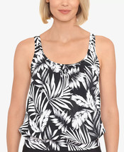 Swim Solutions Blouson Tankini Swim Top Black White Print Size 18 $72 - Nwt - £14.38 GBP