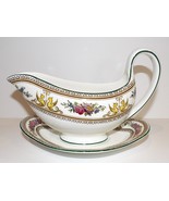 WEDGWOOD BONE CHINA W595 COLUMBIA GREEN TRIM GRIFFIN FLORAL GRAVY BOAT &amp;... - $1,519.77 MXN
