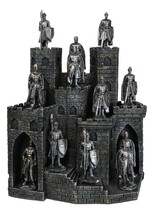 Medieval Castle Fortress Display Stand And 12 Mini Crusader Knights Figurine Set - £55.05 GBP
