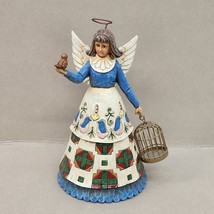 Jim Shore Heartwood Creek Angel With Bird &amp; Birdcage Figurine Quilt Desi... - $17.40