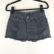 Levi&#39;s Womens Shorts Cut Off Denim Distressed Button Fly High Rise Black 29 - £9.85 GBP