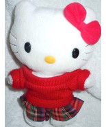 Nakajima Hello Kitty 6” Plush In Red Sweater and Plaid Skirt - £3.13 GBP