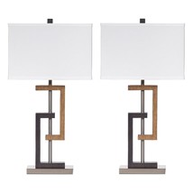 Signature Design by Ashley Syler Faux Wood Eclectic Table Lamp, 2 Count, 28.75&quot;, - £117.94 GBP