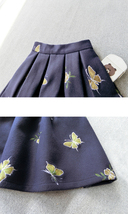 Winter A-line Black Midi Party Skirt Women Plus Size Woolen Midi Pleated Skirt image 4