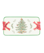 Christmas Tree Design Small Tray Ceramic with Bows 9 X 4.5 In Light Refl... - $7.69