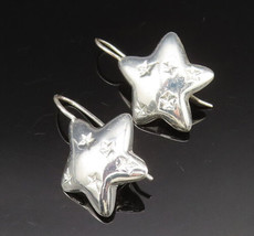 925 Sterling Silver - Vintage Engraved Stars Drop Earrings - EG11845 - £26.63 GBP
