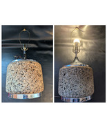 Vintage Cork Chrome Mid Century Round Table Lamp MCM Metal Retro Working - $158.39