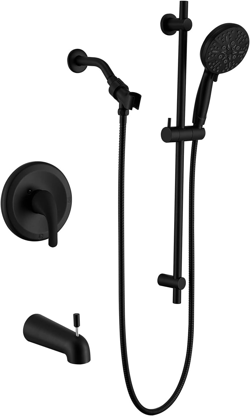 Crea Matte Black Shower Head And Handle Set,Bathtub Faucet And Shower Tr... - $51.99