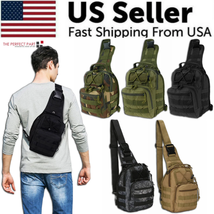 Mens Backpack Tactical Sling Shoulder Bag Molle Travel Chest Pack Outdoo... - £12.14 GBP