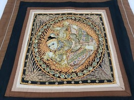 Vintage Thai Burmese Kalaga Tapestry Embroidered Beats Sequins Dancer Pi... - $114.20