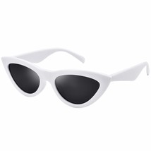 Cat Eye Sunglasses For Women Trendy Triangle Cateye White Retro Cool Vintage Fas - £23.72 GBP
