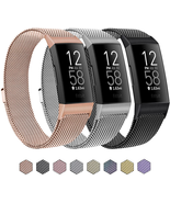 3 Pack Metal Bands for Fitbit Charge 4 &amp; Charge 3 &amp; Charge 3 SE, Stainle... - £31.44 GBP