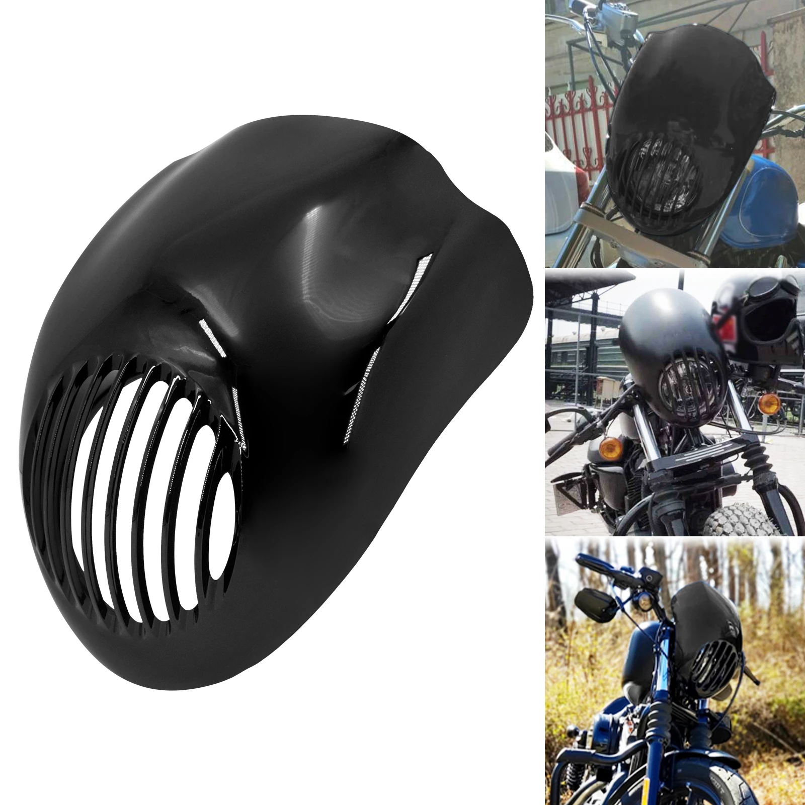 Motorcycle Black Headlight Fairing Front Mask  Harley ter XL 883 1200  Dyna Low  - £204.21 GBP