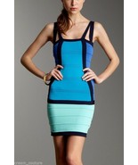 Wow Couture Blue Two-Toned Contrast Trim Bandage Dress S M L NEW MSRP $100 - £50.62 GBP