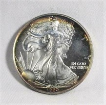 1990 American Silver Eagle w/ Cool Rim Toning AL308 - £54.53 GBP
