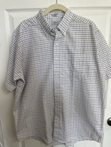 LL Bean Mens Shirt 16 single knit tailoring blue black Tattersall Check USA - £11.97 GBP