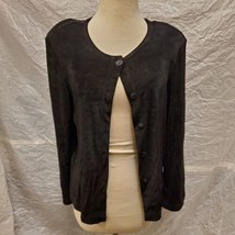 Soft Wear Mark Singer Petites Women&#39;s Black Cardigan Sweater - £19.45 GBP