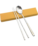 Korean Traditional Cutlery Stainless Steel Spoons and Chopsticks Set Tab... - $19.54