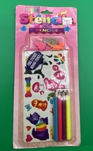 A Super Rare Vintage Lisa Frank Stencil &amp; Pencils Collection w/Stickers So Cute! - £16.03 GBP