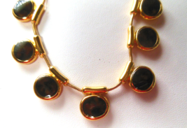 Vintage ANNE KLEIN Gold-tone Black/Brown Enamel Necklace 18.5&quot; Long - £27.45 GBP