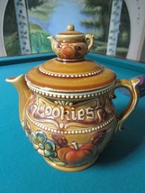 Ceramic Vintage Yellow Cookie Jar Tea Pot Shape 10 1/2&quot; [POTT3] - £50.84 GBP