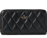 New Kate Carey Large Continental Wallet Quilted Leather Black - £67.16 GBP
