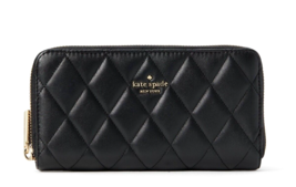 New Kate Carey Large Continental Wallet Quilted Leather Black - £67.48 GBP