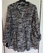 Womens Plus 2X Jones NY White/Black Zebra Stripes V-Neck Tunic Shirt Top... - €16,18 EUR