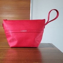 Clinique Pouch NEW Wristlet Dark Pink Red Sparkle Large Zipper Top Cosme... - $17.64