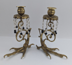 Vintage Brass Claw Bird Chicken Foot Candlestick Figural Candle Holder Set of 2 - £161.22 GBP