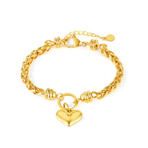 Personalized High Grade Love Titanium Steel Bracelet Women&#39;s Heart Shape Peach H - £16.06 GBP