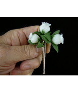 #BB-240  WHITE rose tussy boutonniere wedding brooch pin rosebud - $249.22 MXN