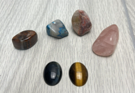 Stone Collection Brown Tiger Eye Blue Tiger Eye Rose Quartz Polished Rocks Stone - £64.73 GBP