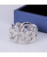 Unique Moissanite Hip hop Cuban Ring 925 Sterling Silver Round Cut VVS F... - $380.16