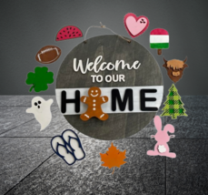 Door Wood Sign Decor 14&quot; Wood Welcome Sign Wooden Signs Seasonal Decorations - £19.97 GBP