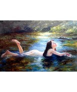 24x36 inches Nude  stretched Oil Painting Canvas Art Wall Decor modern16D - $277.48 CAD