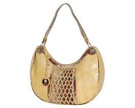 MC Handbags &quot;Kara&quot; Leather Croco Embossed Lattice Design Hobo Bag - Grea... - £55.28 GBP