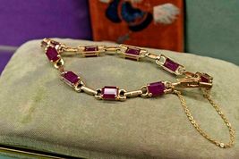 8.10CT Round Cut Simulated Ruby Tennis Bracelet  Gold Plated 925 Silver - £123.18 GBP