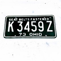 1973 Ohio Green with White Lettering K3459Z Seat Belts Fastened License Vintage - £10.59 GBP